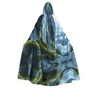 HHGFASD Capa con capucha de Halloween para adultos, patrón de musgo glacial, cómoda y suave, con ala grande, adecuada para fiestas de baile y reuniones