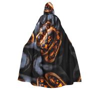 HHGFASD Capa con capucha de Halloween para adultos, patrón de pan quemado, cómodo y suave, con ala grande, adecuado para fiestas de baile y reuniones