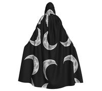 HHGFASD Capa con capucha de Halloween para adultos, patrón gris de medio mes, cómoda y suave con ala grande, adecuada para fiestas de baile y reuniones