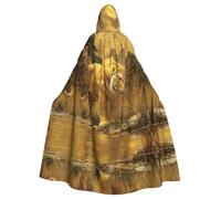 HHGFASD Capa con capucha para adultos de Halloween con patrón de tigre en la orilla del río, cómoda y suave con ala grande, adecuada para fiestas de baile y reuniones