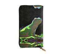 HHGFASD Cartera larga de cuero con diseño de lagartija mirando hacia arriba al cielo, cierre de cremallera cómodo y ligero para guardar monedas y tarjetas de crédito.