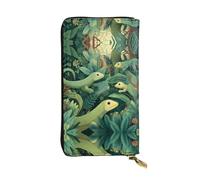 HHGFASD Cartera larga de cuero con diseño de lagartijas en la selva tropical, cierre de cremallera cómodo y ligero para guardar monedas y tarjetas de crédito.