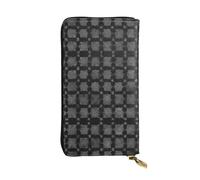 HHGFASD Cartera larga de cuero con diseño de pata de gallo, color negro, cierre de cremallera cómodo y ligero para guardar monedas y tarjetas de crédito.