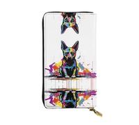 HHGFASD Cartera larga de cuero con patrón de perro garabato sentado, cómodo y ligero, cierre de cremallera para guardar monedas y tarjetas de crédito.