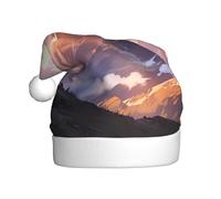 HHGFASD El sombrero de Navidad con patrón de montañas en la mañana para adultos es suave y ligero
