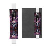 HHGFASD Estuche de piel de PVC con diseño de esqueleto negro en flores, marcador de libros 2 en 1, antideslizante, esencial para cuentas de viaje, White, One Size, Mochila escolar