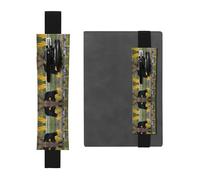 HHGFASD Estuche de piel de PVC con patrón de osos negros y pequeños marcapáginas 2 en 1, antideslizante, esencial para cuentas de viaje, Black, One Size, Mochila escolar