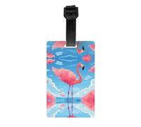 HHGFASD Flamingos on The Water - Etiqueta de equipaje con patrón de flamencos en el agua, identificador de equipaje adecuado tanto para hombres como para mujeres, impreso con etiquetas
