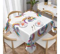HHGFASD Mantel decorativo cuadrado con patrón de arco iris, 137 x 137 cm, impermeable, resistente a las arrugas, reutilizable para cafeterías, bufés, picnics, bodas, fiestas