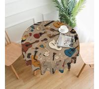 HHGFASD Mantel decorativo redondo con diseño de Guitar World de 60 pulgadas para comedor interior y exterior, fiestas, bodas