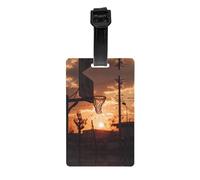 HHGFASD Marco de baloncesto con patrón de puesta de sol, tipo de etiqueta de equipaje, adecuado tanto para hombres como para mujeres, impreso con etiquetas multifuncionales y bonitas