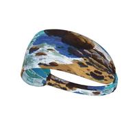 HHGFASD Reefs and Waves by the Sea - Diadema elástica para ejercicio para hombres y mujeres, suave, de secado rápido