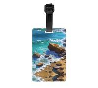 HHGFASD Reefs and Waves by The Sea - Etiqueta de equipaje con patrón de mar, identificador de equipaje adecuado tanto para hombres como para mujeres, impreso con etiquetas multifuncionales y bonitas