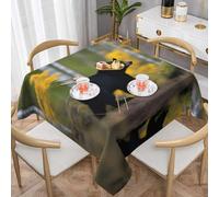 HHGFASD Rge and Small - Mantel decorativo cuadrado con patrón de osos negros, 60 x 60 pulgadas, impermeable, resistente a las arrugas, reutilizable para cafeterías, bufés, picnics, bodas, fiestas