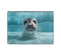 HHGFASD Seals in the Pool - Alfombra con patrón de 80 x 58 pulgadas para sala de estar, oficina, mesa de café, cama, balcón, suave, esponjosa, absorbente de agua, duradera