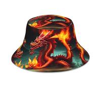 HHGFASD Sombrero reflectante de doble cara con diseño de rey dragón en fuego, plegable, para playa, camping, color negro