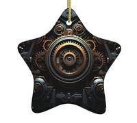 HHGFASD Steampunk - Colgante de estrella de cerámica con diseño de engranaje navideño, decoración festiva y creativa, fácil de colgar