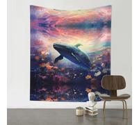 HHGFASD Tapiz decorativo de 60 x 51 pulgadas, diseño de flores bailando con ballenas, suave, duradero, agradable al tacto, ligero, para colgar en la pared para uso en interiores y exteriores