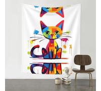 HHGFASD Tapiz decorativo de 60 x 51 pulgadas, diseño de gato triste, suave, duradero, agradable al tacto, ligero, para colgar en la pared para uso en interiores y exteriores