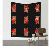 HHGFASD Tapiz decorativo de 60 x 51 pulgadas, patrón de oso de abrazo, suave, duradero, agradable al tacto, ligero, para colgar en la pared para uso en interiores y exteriores