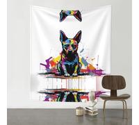 HHGFASD Tapiz decorativo de 60 x 51 pulgadas, patrón de perro garabato sentado, suave, duradero, agradable al tacto, ligero, para colgar en la pared para uso en interiores y exteriores