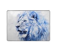 HHGFASD The Fierce Lion - Alfombra con patrón de león de 80 x 58 pulgadas para sala de estar, oficina, mesa de café, cama, balcón, suave, esponjosa, absorbente de agua, duradera