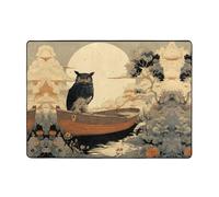 HHGFASD The Owl on the small boat - Alfombra con patrón de barco de 80 x 58 pulgadas para sala de estar, oficina, mesa de café, cama, balcón, suave, esponjosa, absorbente de agua, duradera