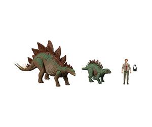 HHK91 - Jurassic World: una Nueva colección Legacy Dr Sarah Harding con Dinosaurio estegosaurio Grande y pequeño, Figuras auténticas y móviles, 9,5 cm, a Partir de 4 años