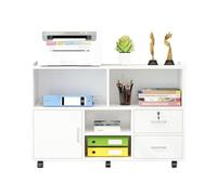 Hhmmei2024-23 Armario de Oficina Gabinete de Piso, archivador, gabinete Datos móvil, aparador Escritorio, colocación Impresora, Almacenamiento con cajones Archivador(Blanco)