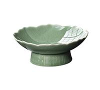 Hhmmei2024-23 Cesta de frutas Frutero de cerámica con forma loto, plato esmaltado retro for servir, decorativo, decoración tradicional y moderna for el hogar Cesta de frutas y verduras(Green)