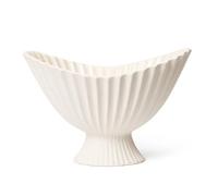 Hhmmei2024-23 Cesta de frutas Frutero de pedestal acanalado cerámica color crema, ideal for servir aperitivos y decorar la mesa Cesta de frutas y verduras