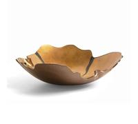 Hhmmei2024-23 Cesta de frutas Plato de frutas vidrio dorado irregular con diseño artístico detalles en negro, decoración moderna for la mesa Cesta de frutas y verduras