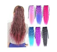 Hhmmei2024-23 Extensión de Cola de Caballo Extensión de Cola de Caballo, marrón, Azul, Rosa, Morado, Largo sintético, Cinta de Pelo Rizado, coletas de Color Natural Extensiones de Pelo(51P)