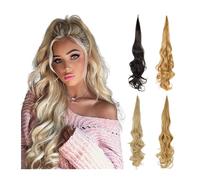Hhmmei2024-23 Extensión de Cola de Caballo Peluca de Cola de Caballo en Capas Flexible for Mujer, Extensiones de Cola de Caballo sintética, Peluca rizada Natural Extensiones de Pelo(1B,32Inches 80cm)