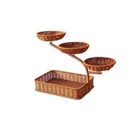 Hhmmei2024-23 Frutero Cesta de pan tejida imitación ratán, estilo rústico granja, for aperitivos, recipiente for comida, bandeja Cesta de frutas