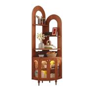 Hhmmei2024-23 Librería Estante de Esquina francés, estantería Triangular Vintage Madera Maciza en Forma Abanico, gabinete Almacenamiento for Sala Estar Organizador de Almacenamiento(Bruin)