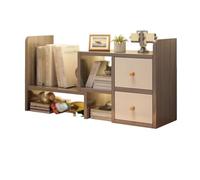 Hhmmei2024-23 Librería Estantería de Escritorio expandible, Estante Organizador Madera, con exhibición Ajustable 2 cajones, for Almacenamiento Oficina en casa Organizador de Almacenamiento