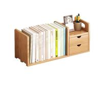 Hhmmei2024-23 Librería Estantería de Escritorio pequeña con cajones Dobles, Soporte exhibición bambú, Organizador Almacenamiento Suministros for el hogar y la Oficina Organizador de Almacenamiento