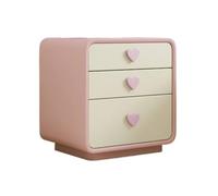 Hhmmei2024-23 Mesita de Noche Mesita de Noche pequeña con Tres cajones y Tiradores en Forma corazón Mesas auxiliares(Pink,Grande)