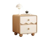 Hhmmei2024-23 Mesita de Noche Una mesita de Noche Madera Beige con Dos cajones Perfecta for dormitorios pequeños Mesas auxiliares(Medio)