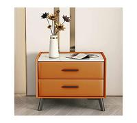 Hhmmei2024-23 Multifuncional Mesita de Noche de Cuero Artificial Naranja con 2 cajones, mesita de Noche de Madera Moderna, mesita de Noche, Muebles de Dormitorio con Almacenamiento(L50xD40xH45cm)