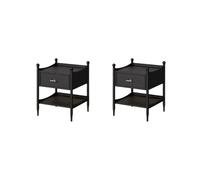 Hhmmei2024-23 Multifuncional Mesita de Noche de Madera Maciza con Dos cajones en Color Negro for Sala, Dormitorio, Estudio, gabinetes de Almacenamiento for Libros, lámparas, etc. con Almacenamiento