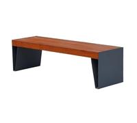 Hhmmei2024-23 Patio Banco de Exterior con Asiento Madera Acero Inoxidable, Banco Cuadrado for Parque y Patio Exterior(Pequeño)