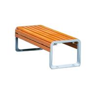 Hhmmei2024-23 Patio Banco De Exterior con Patas Cruzadas, Marco Acero Inoxidable Y Placa Asiento Madera For Patio Exterior(Grande)