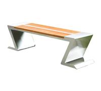 Hhmmei2024-23 Patio Banco de Exterior con Placa Madera Acero Inoxidable en Zigzag for Parque, Plaza y Patio Exterior(Grande)