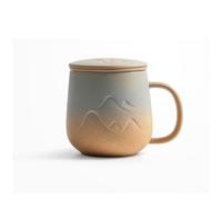 Hhmmei2024-23 Taza de capuchino Taza con tapa, juego de 1 taza de café de cerámica con filtro interior, capacidad de 11.84 oz for la oficina o for regalar a personas mayores. Taza de café(Yellow)