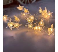 HHMTAKA Guirnalda de 30 luces LED que funcionan con pilas, luces de estrella para iluminación interior y exterior, dormitorio, decoración de boda, fiesta, Navidad, decoración de árbol (3M blanco