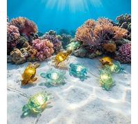 HHMTAKA Guirnalda de luces de hadas que funciona con pilas, 3 colores, tortuga marina, playa, 3 m, 30 LED, cadena de luces decorativas para interiores y exteriores, decoración de Navidad
