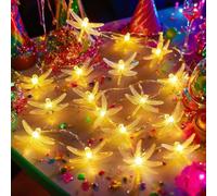 HHMTAKA Guirnalda de luces de libélula, 3 m, 20 LED, alimentadas por USB, cadena de luces decorativas para interiores, dormitorio, boda, fiesta, cumpleaños, San Valentín, decoración de árbol de