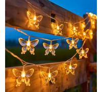 HHMTAKA Guirnalda de luces de mariposa, 3 m, 20 LED, USB, guirnalda de luces decorativas para interiores, para Navidad, fiesta, boda, balcón, cenador, jardín, camping